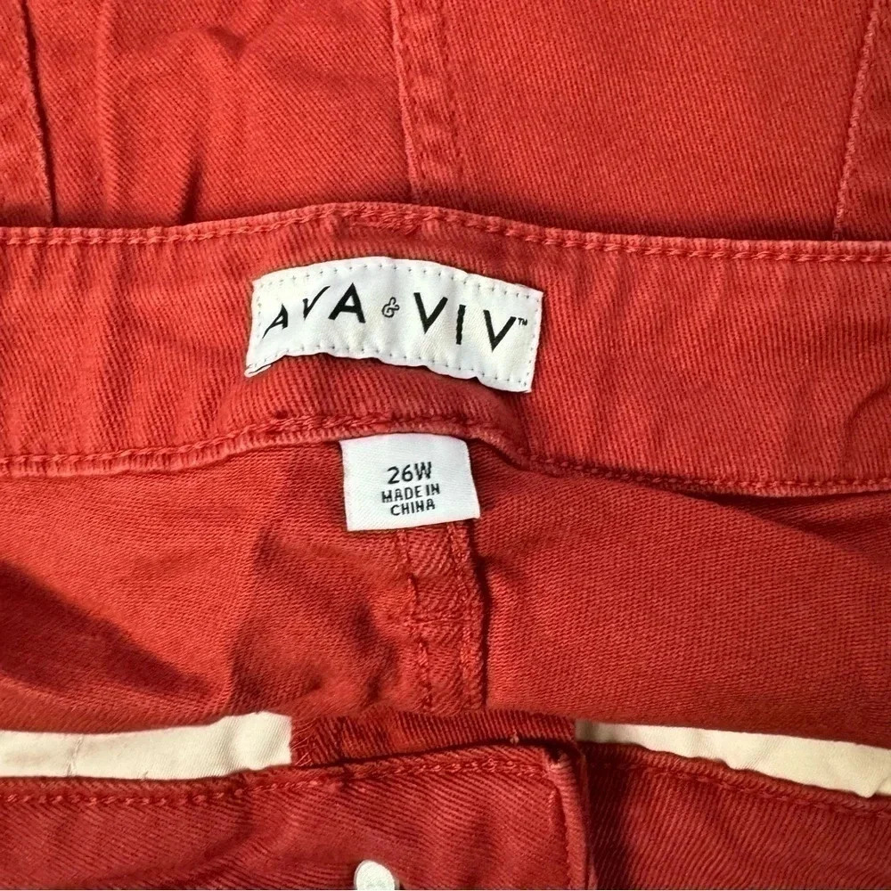 Ava & ViV womens Brick Red plus denim shorts size 26W - Picture 5 of 7